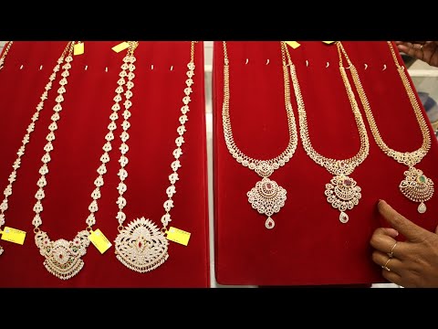 SARAVANA ELITE GOLD HARAM COLLECTIONS | 2 Sovereign Gold Haram Stone Traditional Fancy Light weight