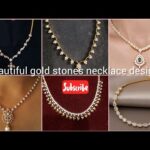 beautiful gold stones necklace designs collections // white stones necklace designs with weight