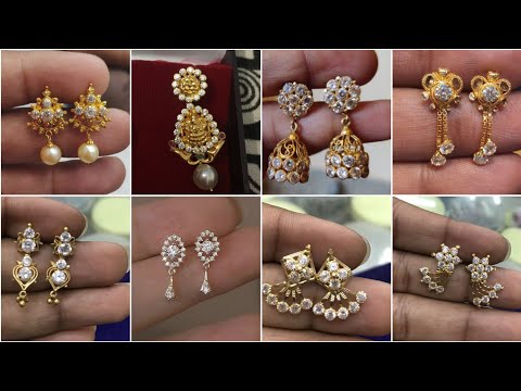 white stone earrings gold ||white stones earrings designs||stones earrings collections|gold earrings