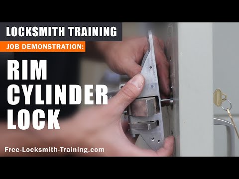 Replace Rim Cylinder | How to Install New Lock on Push Bar Exit Door | Free-Locksmith-Training.com