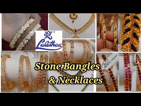 Lalitha Jewellers stone bangles designs | stone necklaces designs in lalitha jewelery |stone bangles