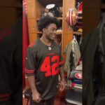 Malik Mustapha wearing Ronnie Lott's jersey post-Saints game #49ers #nfl